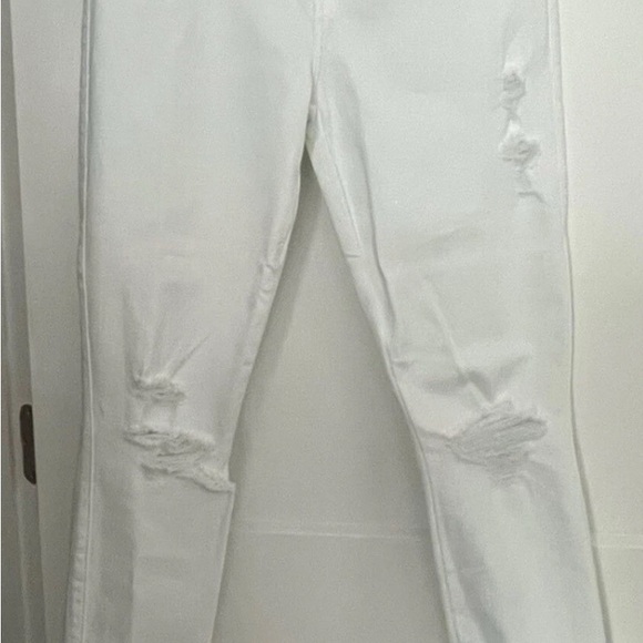 7 For All Mankind Gwenevere White Frayed Hem Destroyed Stretch Ankle Jeans 28 - Picture 3 of 13
